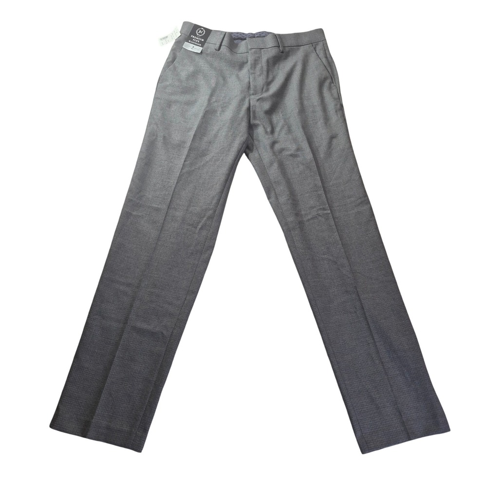 J.M. Haggar Slim Fit Dress Pant HD80960 Mens 30x30 Grey Subtle Grid Stretch